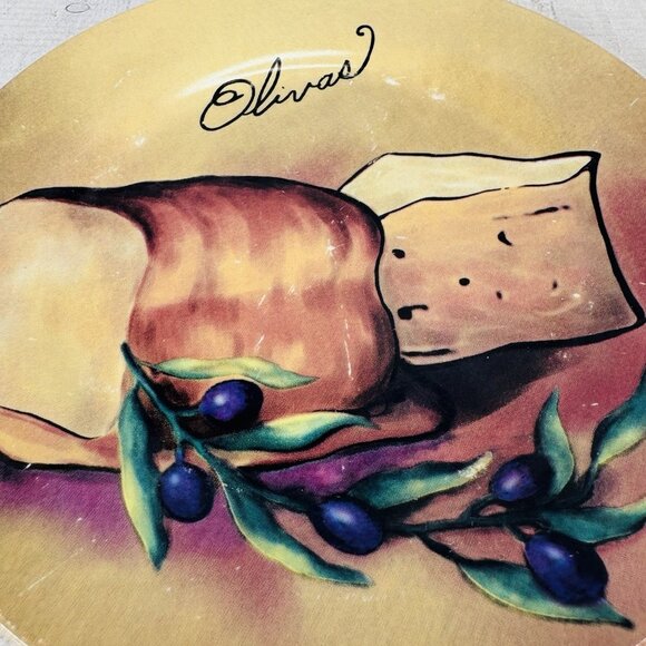 Pacific Island Creations Co Ltd WINE & CHEESE Bottle Fruit Words 8" Plate Set 4 - Picture 15 of 16